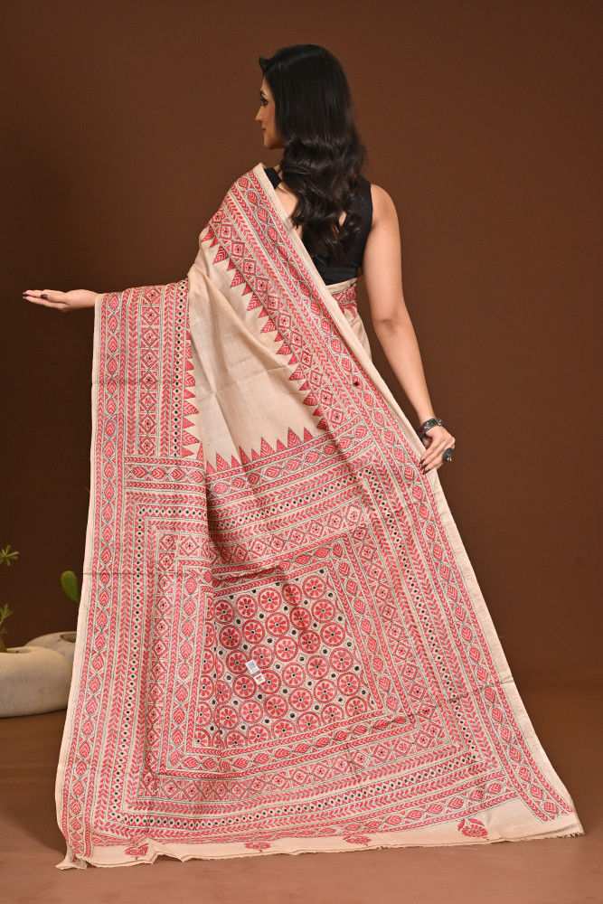 PURE SILK KANTHA SAREE