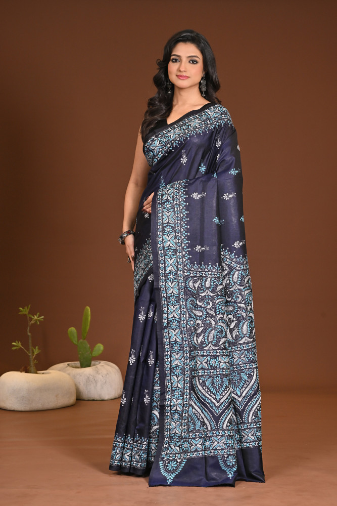 Image of PURE SILK KANTHA SAREE
