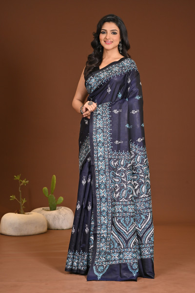 PURE SILK KANTHA SAREE