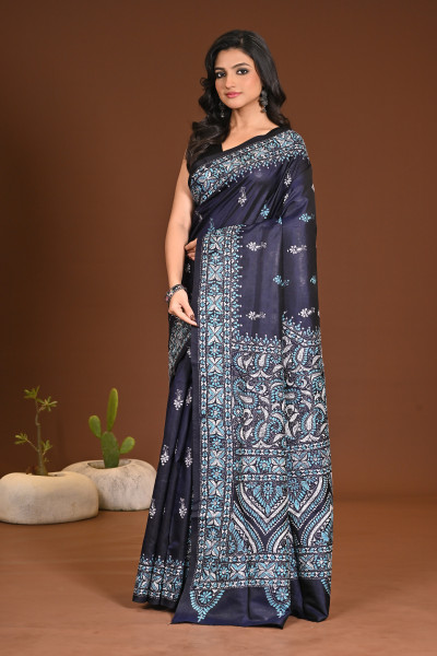PURE SILK KANTHA SAREE