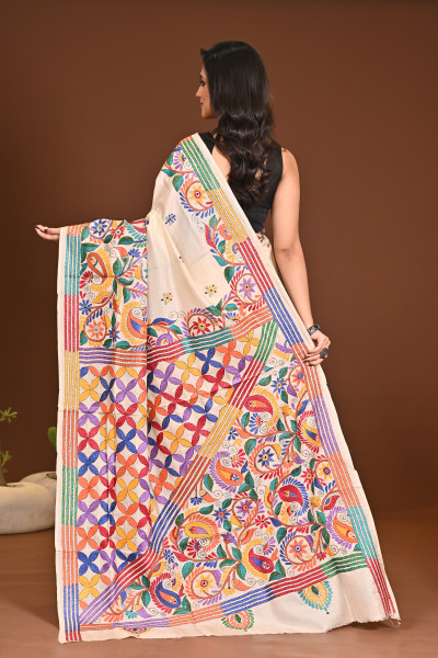 PURE SILK KANTHA SAREE
