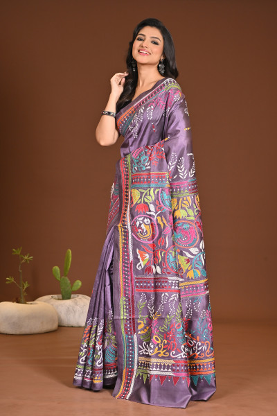PURE SILK KANTHA SAREE