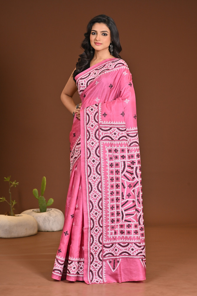 Image of PURE SILK KANTHA SAREE
