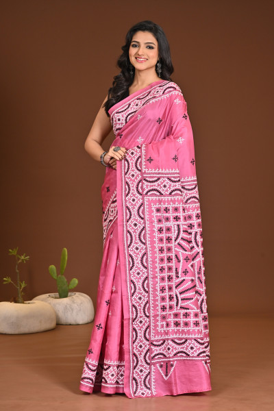 PURE SILK KANTHA SAREE