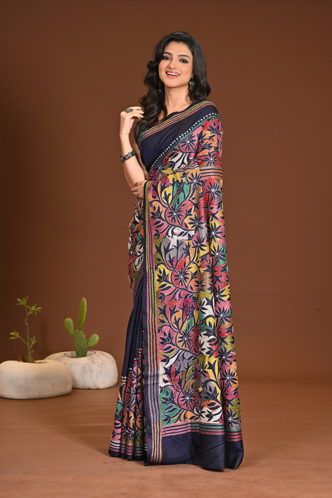 Image of PURE SILK KANTHA SAREE