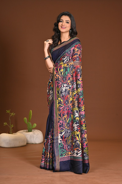 PURE SILK KANTHA SAREE