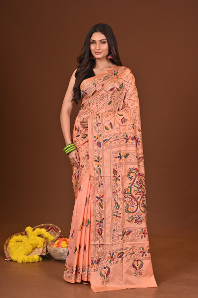PUSHPITA BLENDED SILK KANTHA SAREE