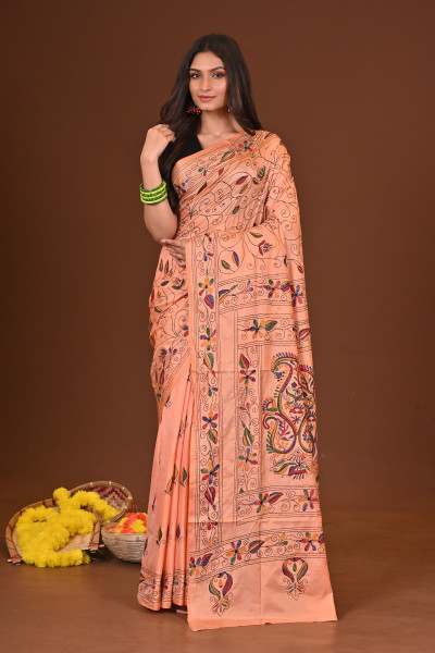 PUSHPITA BLENDED SILK KANTHA SAREE