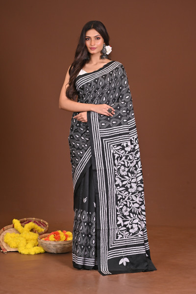 RAATKANYA BLENDED SILK KANTHA SAREE