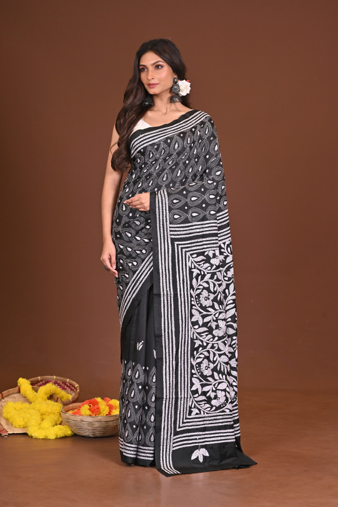 RAATKANYA BLENDED SILK KANTHA SAREE