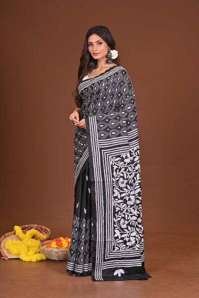 RAATKANYA BLENDED SILK KANTHA SAREE