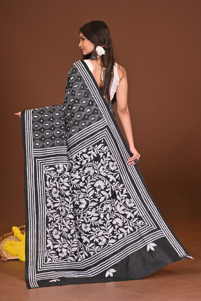 RAATKANYA BLENDED SILK KANTHA SAREE