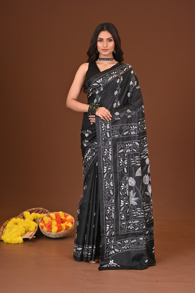 RAATRANG BLENDED SILK KANTHA SAREE