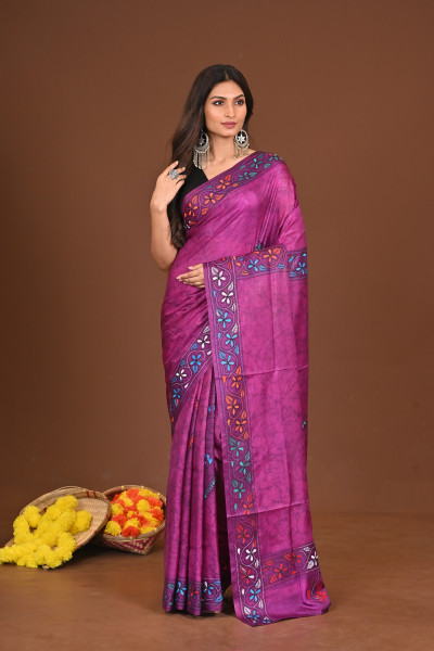 RAJLATARAGINI BLENDED SILK KANTHA SAREE