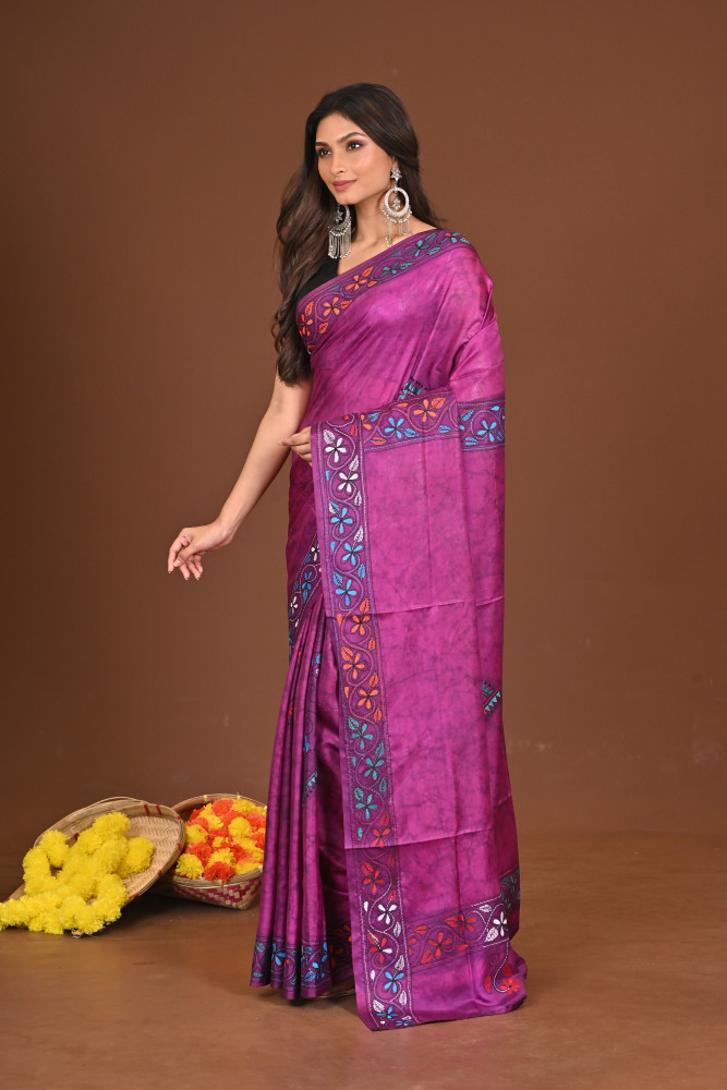 RAJLATARAGINI BLENDED SILK KANTHA SAREE