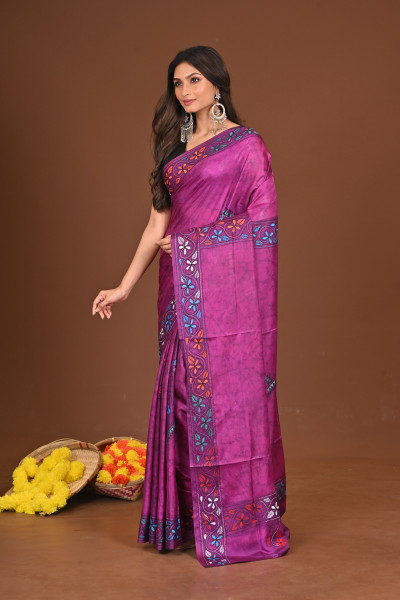 RAJLATARAGINI BLENDED SILK KANTHA SAREE