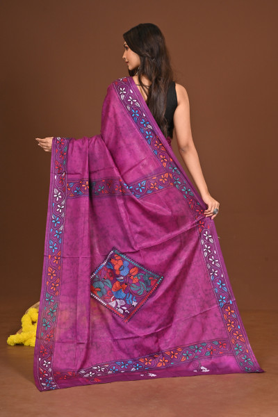 RAJLATARAGINI BLENDED SILK KANTHA SAREE