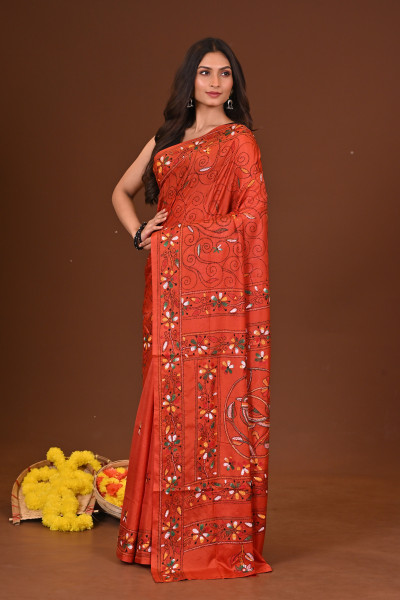RAKTIMA BLENDED SILK KANTHA SAREE