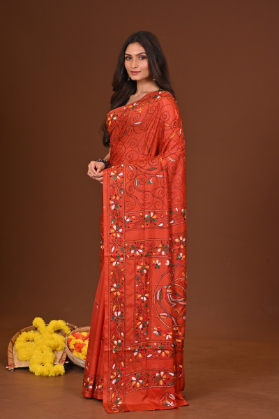 RAKTIMA BLENDED SILK KANTHA SAREE