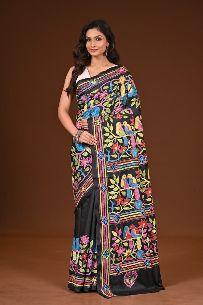 Image of BELENDED SILK KANTHA SAREE
