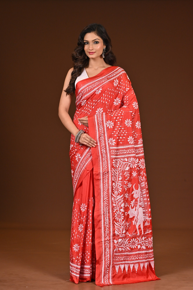 Image of BELENDED SILK KANTHA SAREE