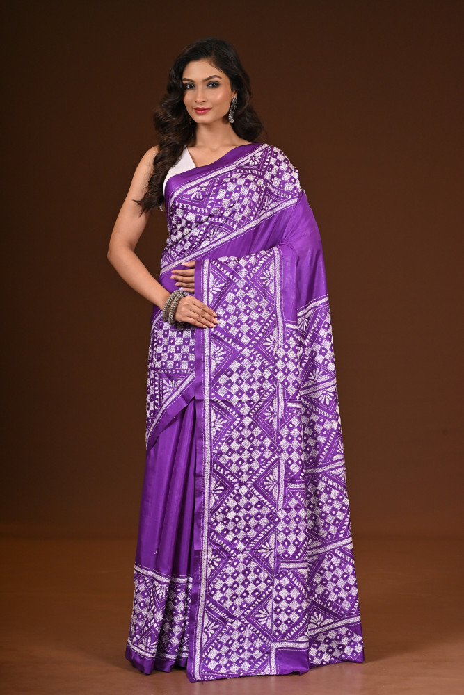 Image of BELENDED SILK KANTHA SAREE