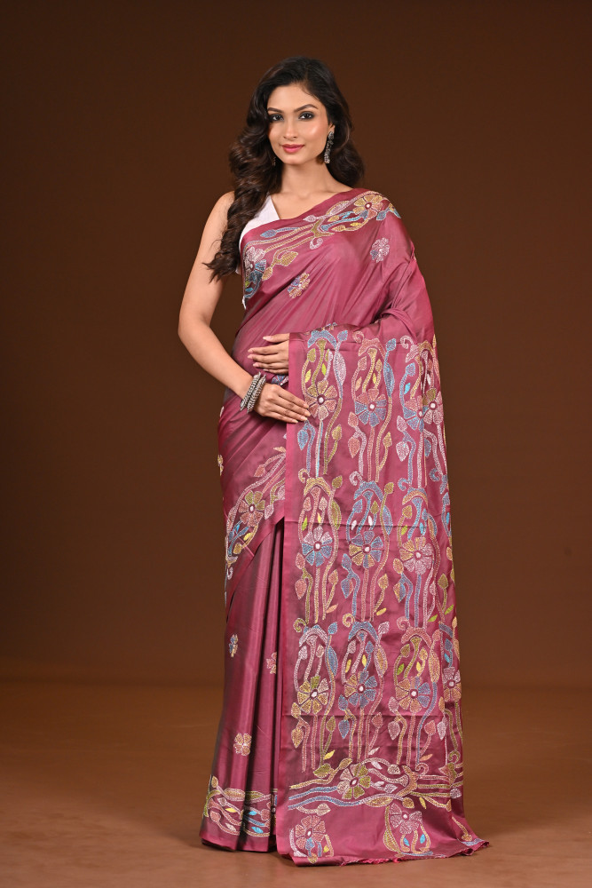 Image of BELENDED SILK KANTHA SAREE