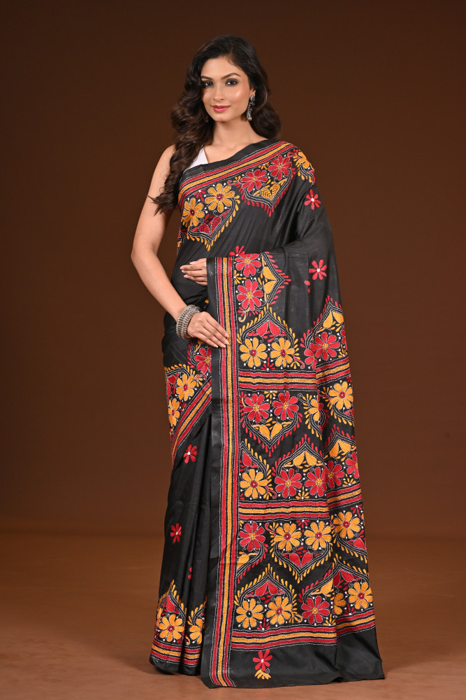 Image of BELENDED SILK KANTHA SAREE