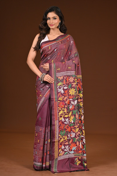 BELENDED SILK KANTHA SAREE