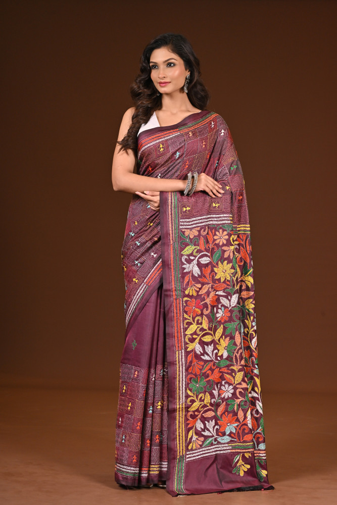BELENDED SILK KANTHA SAREE