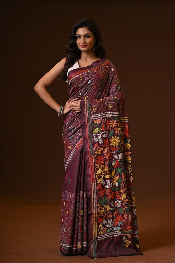 BELENDED SILK KANTHA SAREE