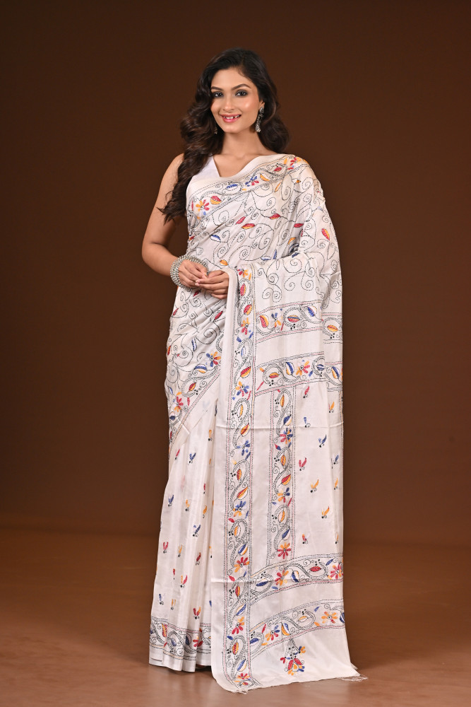 Image of BELENDED SILK KANTHA SAREE