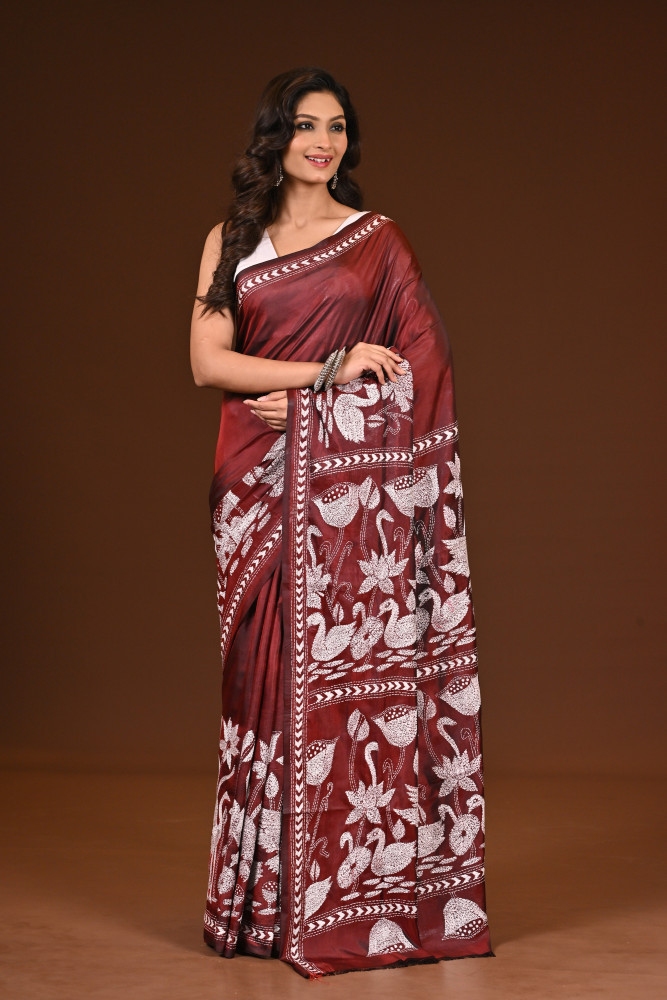 Image of BELENDED SILK KANTHA SAREE