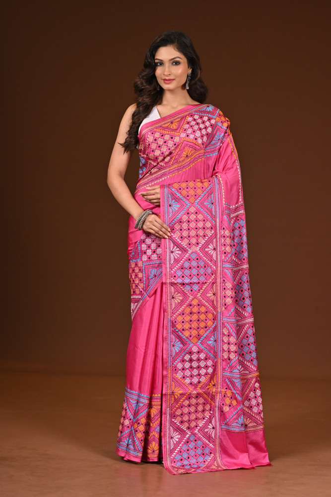 Image of BELENDED SILK KANTHA SAREE