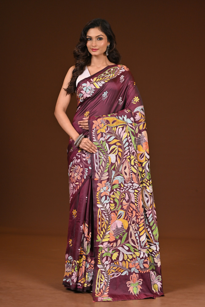Image of BELENDED SILK KANTHA SAREE