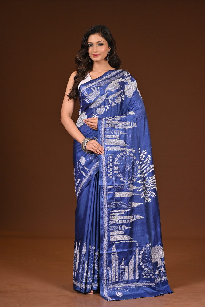 Image of BELENDED SILK KANTHA SAREE