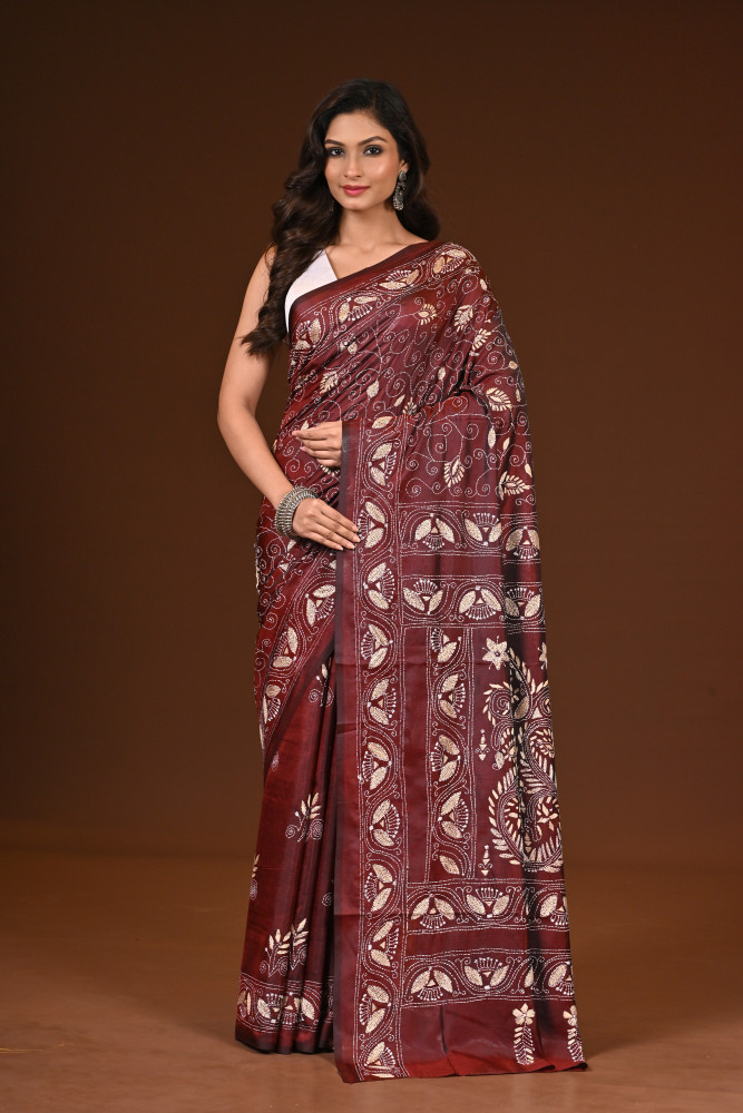 Image of BELENDED SILK KANTHA SAREE