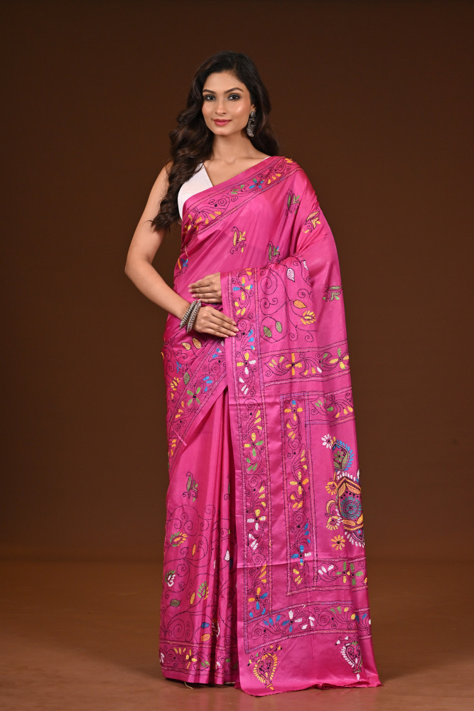 Image of BELENDED SILK KANTHA SAREE