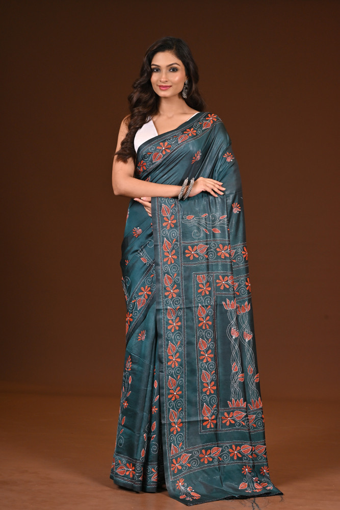 Image of BELENDED SILK KANTHA SAREE