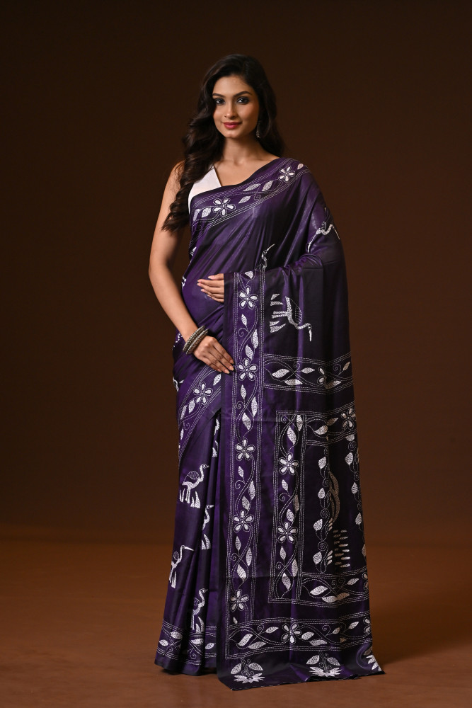 Image of BELENDED SILK KANTHA SAREE
