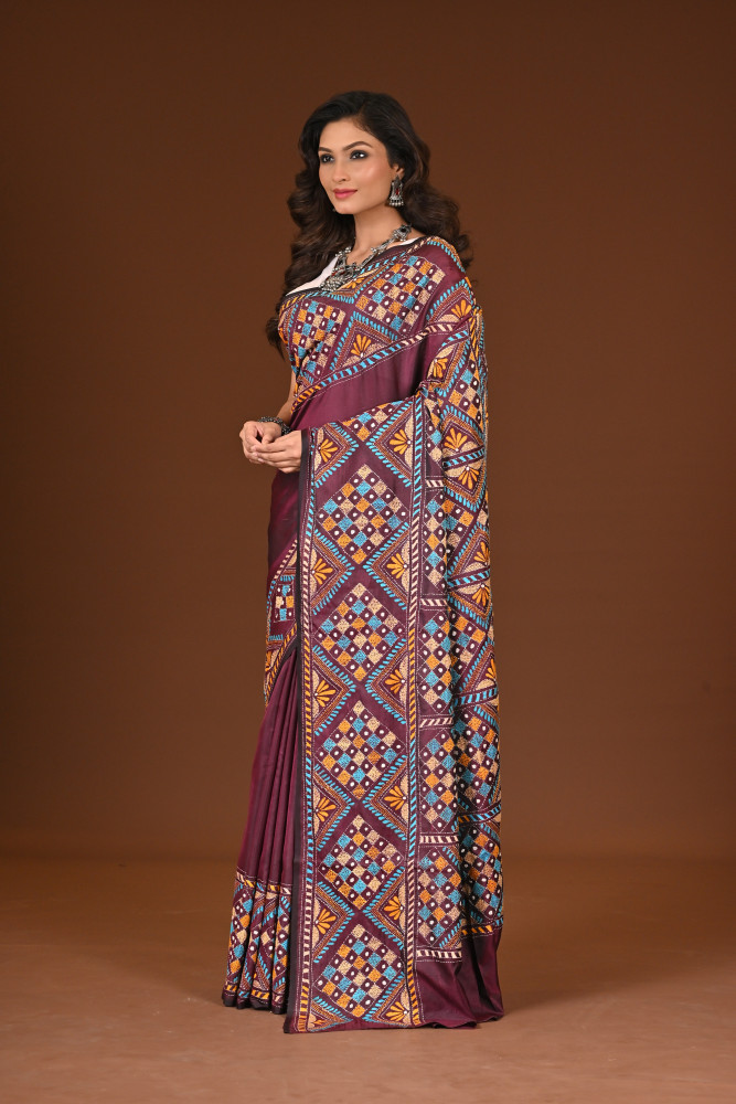BELENDED SILK KANTHA SAREE