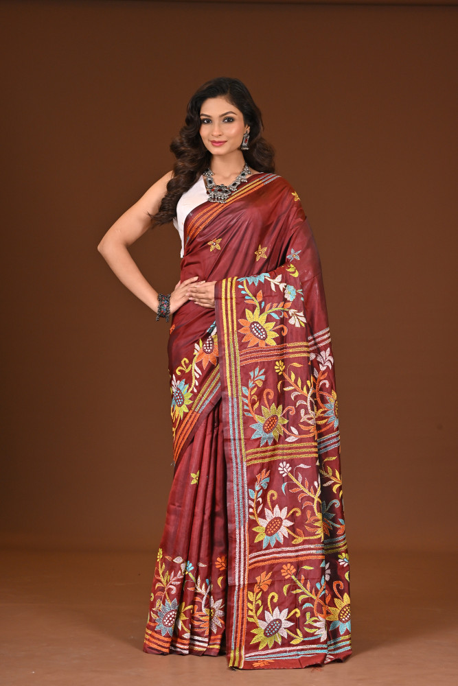 Image of BELENDED SILK KANTHA SAREE
