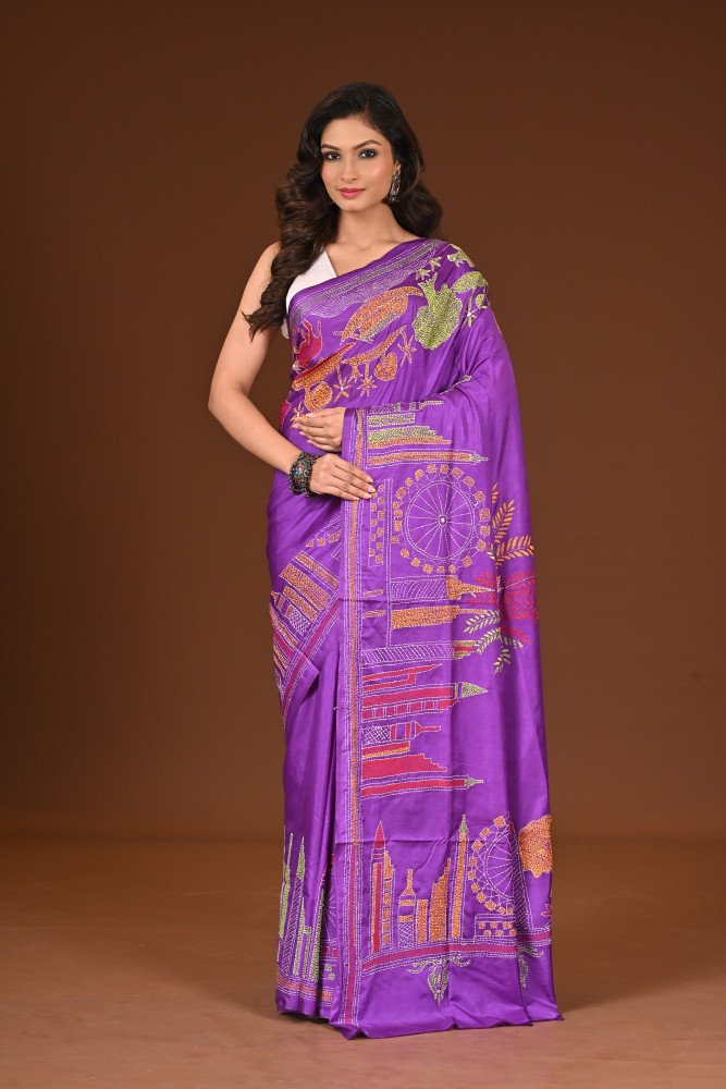 Image of BELENDED SILK KANTHA SAREE