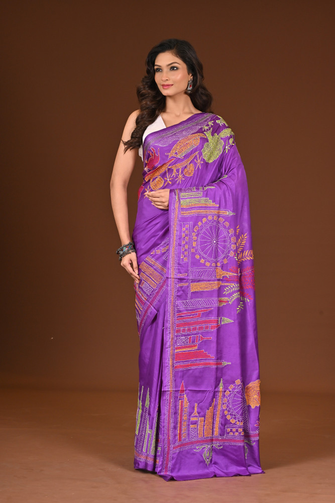 BELENDED SILK KANTHA SAREE