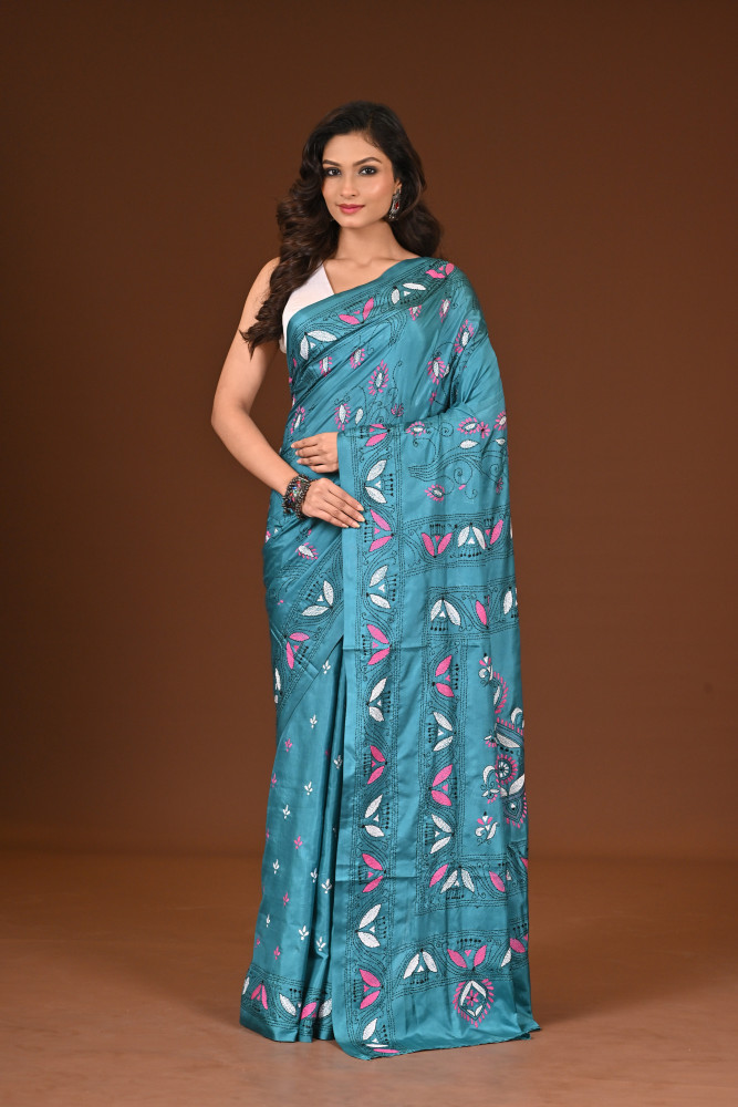 Image of BELENDED SILK KANTHA SAREE