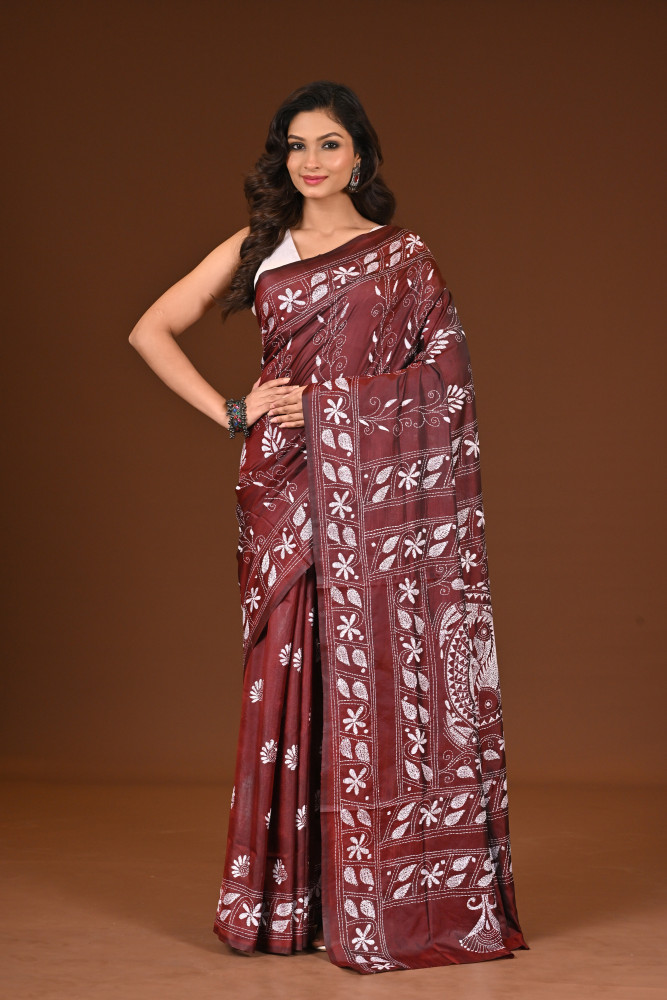 Image of BELENDED SILK KANTHA SAREE