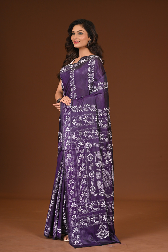 BELENDED SILK KANTHA SAREE