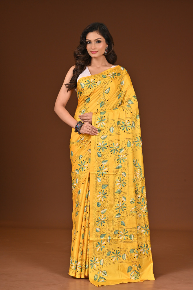 Image of BELENDED SILK KANTHA SAREE