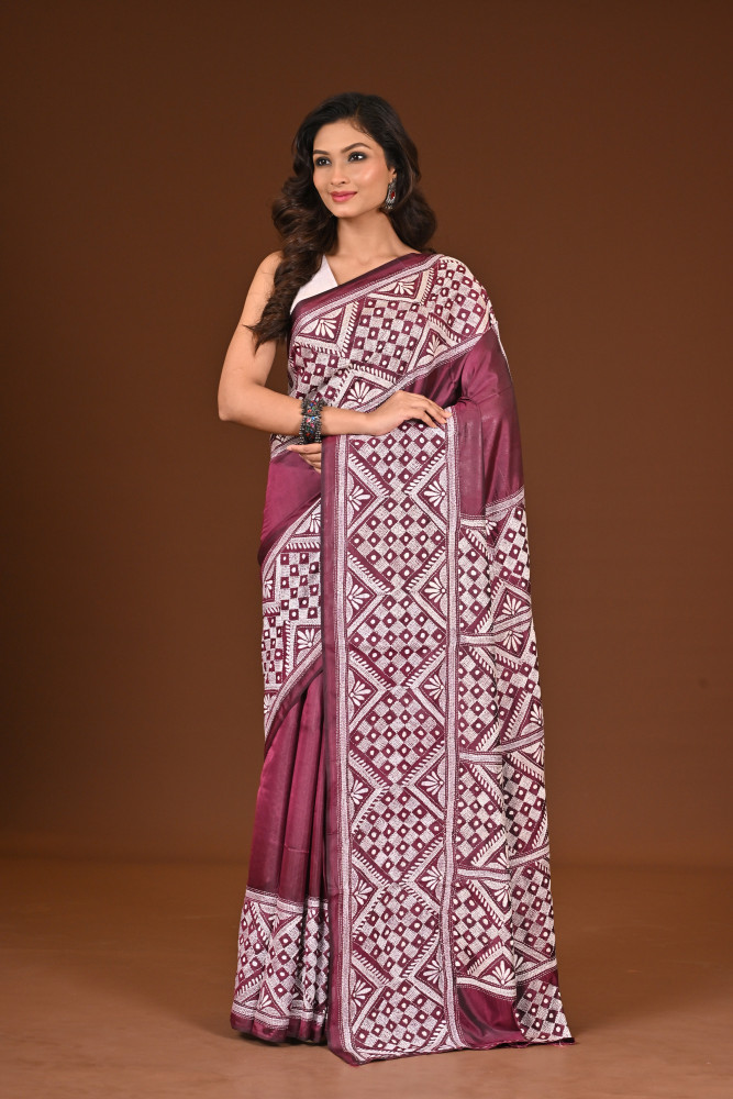 Image of BELENDED SILK KANTHA SAREE