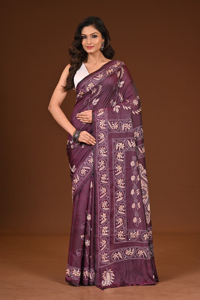 Image of BELENDED SILK KANTHA SAREE
